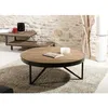 Image de Macabane - Sixtine - Table Basse Ronde 90x90cm Plateau Teck Recyclé Pied Métal Noir