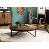 Image de SIXTINE - Table basse ronde diam110 plateau bois teck recyclé marron