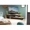 Image de SIXTINE - Meuble TV marron 2 niveaux bois Teck recyclé et métal noir