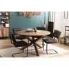 Image de Macabane - Sixtine - Table À Manger Ronde Marron 130x130cm Pieds Croisés Teck Recyclé Acacia Mahogany Recyclé