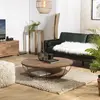 Image de SIXTINE - Table basse plateau 120x120cm bois Teck recyclé métal noir