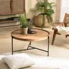 Image de SIXTINE - Table basse ronde diam 78 plateau en bois de teck recyclé