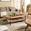 Image de SIXTINE - Table basse bois teck recyclé 2 niveaux plateau amovible