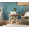 Image de Macabane - Clara - Table D'Appoint Nature - Plateau Carré 55x55cm Teck Pieds Bois Flotté