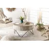 Image de CLARA - Table basse ronde 90x90cm bois Teck naturel pieds métal noir