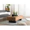 Image de SAM - Table basse poutres 120x60cm bois Suar pieds noirs