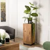 Image de Macabane - Sam - Table D'Appoint Carrée Haute 38x38cm Bois Suar Piètement Noir
