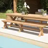 Image de KALLY - Banc de jardin 270x35cm en teck recyclé, pieds croisés KALLY
