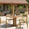 Image de KALLY - Table à manger jardin carrée 110x110cm en bois teck recyclé