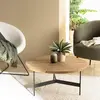 Image de DANDY - Table basse ronde 70x70cm bois pin recyclé et pieds métal noir