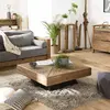 Image de SANDY - Table basse carrée 99.5x99.5cm bois Pin recyclé marron