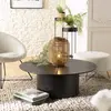 Image de DALY - Table basse ronde 90x90cm piètement métal et bois noire