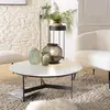 Image de DALY - Table basse ronde 78x78cm plateau effet marbre piètement métal DALY