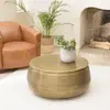 Image de HONORE - Table basse ronde alu. 70x70cm pied strié couleur laiton