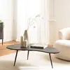 Image de JAMES - Table basse ovoïde plateau texturé noir mat pieds métal noir