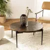 Image de KIARA - Table basse ronde 80x80cm bois recyclé pieds métal KIARA (2 COLIS)