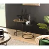 Image de Macabane - Johan - Set De 2 Tables D'Appoint Gigognes Rondes Aluminium Doré Et Noir - Pieds Ronds Métal Noir