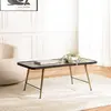 Image de JOHAN - Table basse rect. en aluminium plateau noir pieds dorés