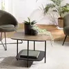 Image de JULIA - Table basse 2 plateaux 60x60cm bi-matière bois marron/noir