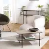 Image de JULIA - Table basse rect. pieds métal noir double plateau bois marron