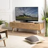 Image de Macabane - Rodrigo - Meuble Tv Couleur Naturelle 3 Tiroirs Bois Cannage