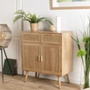Image de Macabane - Rodrigo - Buffet Couleur Naturelle 2 Tiroirs 2 Portes Bois Cannage
