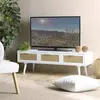 Image de SANDRO - Meuble TV blanc 3 tiroirs cannage naturel SANDRO