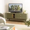 Image de ETHAN - Meuble TV vert 1 porte, 2 tiroirs et 2 niches en bois naturel ETHAN