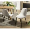 Image de Macabane - Tom - Lot De 2 Chaises Tissu Blanc Écru Pieds Métal Noir