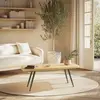 Image de HELENA - Table basse plateau L100cm en bois pin pieds vert