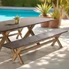 Image de NESTOR - Banc 240x40cm effet béton marron pieds en bois d'acacia