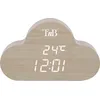 Image de T'NB - Réveil numérique en bois avec LED, réveil multifonctions, horloge numérique avec affichage de l'heure, éclairage réglable, 3 alarmes programmables - Finition bois