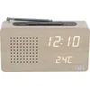 Image de T'NB - Radio-réveil multifonction en bois avec LED, horloge numérique avec affichage de l'heure, 1 alarme programmable, éclairage réglable, émetteur de radio FM -- Finition bois