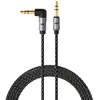Image de Câble Jack/Jack M/M coudé 90 degrés 1.50m pour casques Beats - Nylon tressé noir et gris ultra résistant - Fiches Or - Neuf