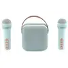 Image de WE POP Mini enceinte karaoké + poignée, BT 5.4, rechargeable, 2 micros avec 5 sons, style rétro, bleu - Neuf