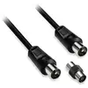 Image de Câble antenne mâle/mâle 9.52 mm + adaptateur femelle/femelle 1.5M noir - Neuf