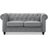 Image de Cotecosy   Canapé Chesterfield 2 Places En Velours Gris   Capitonnage Élégant   Accoudoirs Volumineux   Dimensions L158 X P79 X H67 Cm