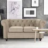 Image de Cotecosy - Grand Canapé 2 Places Chesterfield Velours Taupe