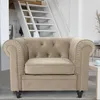 Image de Cotecosy - Grand Fauteuil Chesterfield Velours Taupe