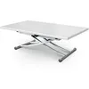 Image de Cotecosy   Table Basse Relevable Carrera Xl   Blanc Laqué   Dimensions 75x120cm Repliée, 150x120cm Ouverte   Hauteur 39/76,3cm   Mécanisme D'Extension Facile