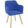 Image de Cotecosy   Chaise Scandinave Matelassée Tissu Bleu   Pieds En Bois Inclinés   Dimensions L57 X P54 X H76 Cm   Hauteur Accoudoirs 66 Cm