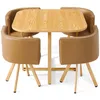 Image de Cotecosy   Ensemble Table Et 4 Chaises Scandinaves Taupe   Dimensions L90 X P90 X H75 Cm   Structure Métal Imitation Bois Chêne Clair   Revêtement Simili Résistant