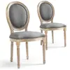 Image de MENZZO Lot de 2 chaises médaillon style Louis XVI Bois massif patiné et Tissu Gris