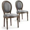 Image de Cotecosy - Lot De 2 Chaises De Style Médaillon Louis Xvi Tissu Gris Clair