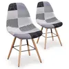 Image de MENZZO Lot de 2 chaises scandinaves Lisa Patchwork Gris