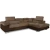 Image de Cotecosy - Canapé D'Angle Convertible Simili Cuir Et Tissu Marka - Coffre Et Appuis-tête Réglables-marron/marron Clair-angle Droit