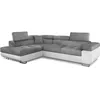 Image de Cotecosy - Canapé D'Angle Gauche Convertible Tissu Gris Et Simili Blanc Ane 275 Cm