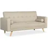 Image de Cotecosy   Canapé Convertible Scandinave 3 Places   Tissu Beige   Dimensions L186 X P75 X H89 Cm   Confort Moderne Et Épuré