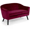 Image de Cotecosy   Canapé Droit 2 Places Scandinave En Velours Bordeaux   Dossier Capitonné   Dimensions L129 X P73 X H75 Cm   Hauteur D'Assise 44,5 Cm