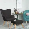 Image de Cotecosy - Fauteuil Scandinave + Pouf Lylou Tissu Noir